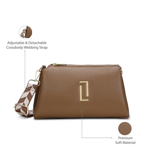 Image of Lavie Luxe Women's Tory26 3-Compartment Crossbody Sling Bag | Ladies Purse Handbag | Gift for Women