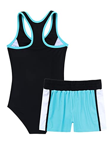 Girls Two Piece Athletic Swimsuit One Piece Jumpsuit with Boyshorts Bathing Suits for Kids2