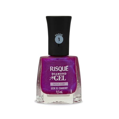 Descubra o Fascínio do Risqué Diamond Gel Amora Negra 5 Risqué Esmalte Diamond Gel Licor de Cranberry Metálico 9,5ml