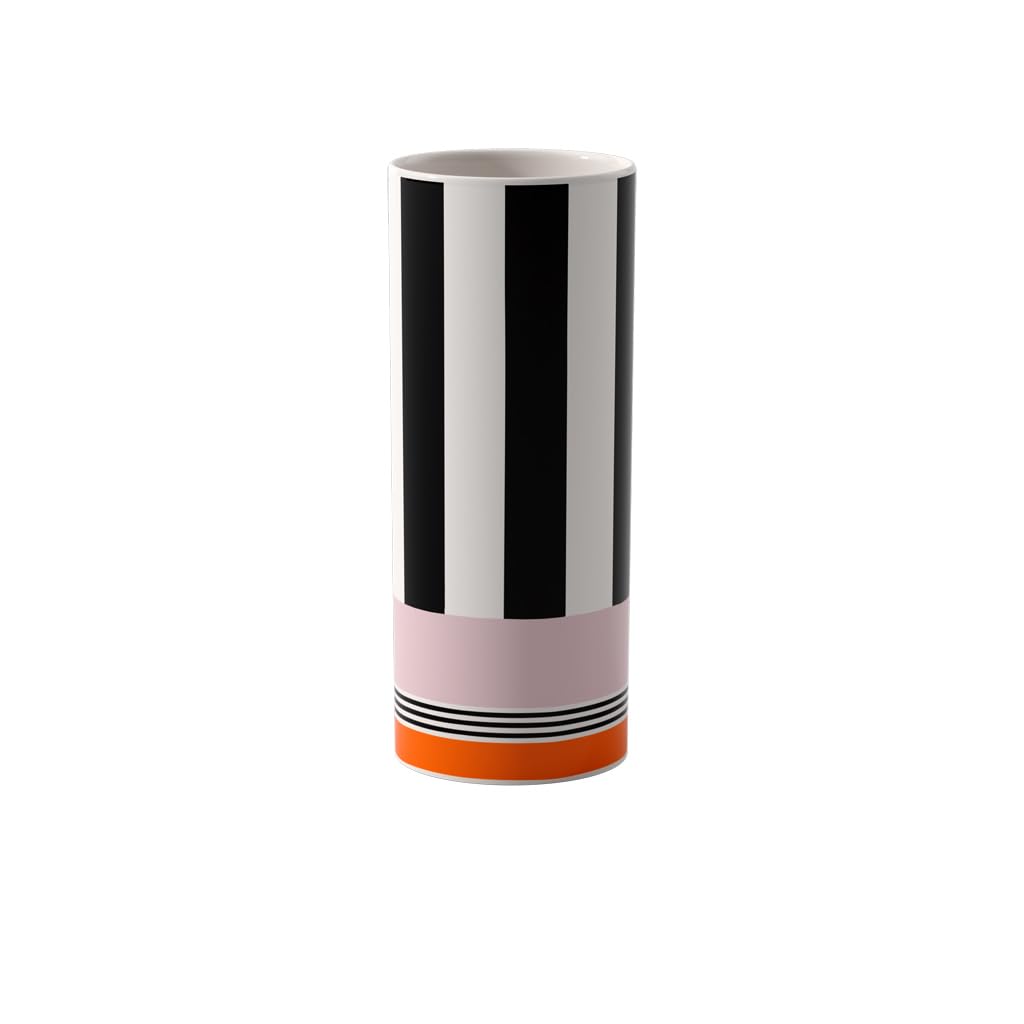 Villeroy & Boch - Memphis Home Vase Petit Multicolore, Vase à Fleurs décoratif Noir/Blanc avec Touches d’Orange et de Rose, décoration, Design Iconique, déco pour la Maison, Porcelaine Premium