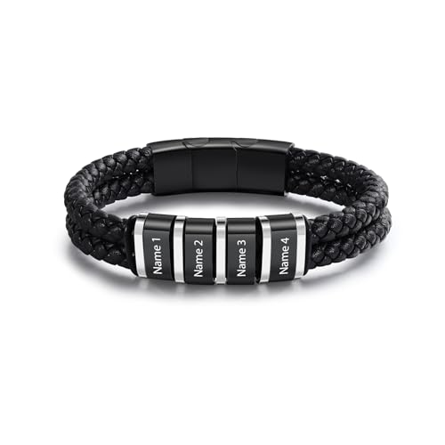 Catálogo para Comprar On-line ofertas dia del padre Top 10. 48 Surpgift - Pulseras personalizadas para hombres, pulseras de piel trenzado con 1 a 5 nombres grabados, regalo personalizado para hombres, día del padre, San Valentín, Una talla,...