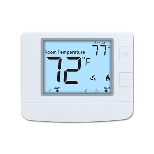 Non Programmable Thermostat for Home Digital Energy-Saving Thermostat Single-Stage Systems 1 Heat/1 Cool Easy DIY Install White Backlight