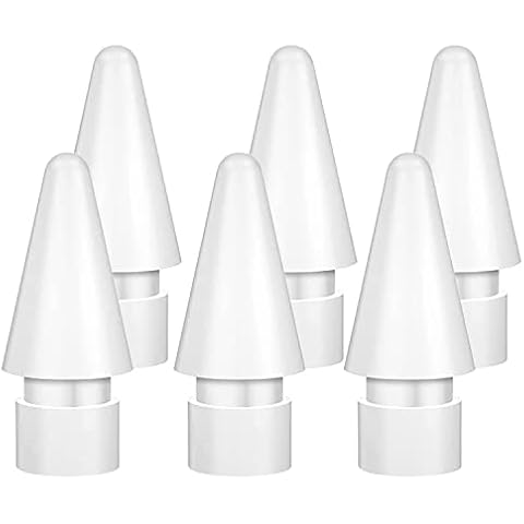 BLEBLE Replacement Tips for Apple Pencil 1st/2nd Generation & Logitech Crayon, Fine Point Well Precision Control Apple Pencil Nibs for ipad Pro/Air/Mini Pencil, 6 Pack, White Cover