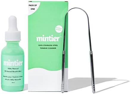 Mintier Oral Care Set | The Oil-Based Breath Mint paired with Our New Tongue Scraper | Mint Includes 120 Servings of Fresh Breath | 1 Ounce