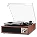 VIFLYKOO Platine Vinyle Bluetooth 5.4, Tourne-Disque avec Haut-Parleurs Stéréo Intégrés, 3 Vitesses (33/45/78 Tours/Min), Lecteur Vinyle Compatible avec RCA, USB et Entrée/Sortie AUX, Acajou