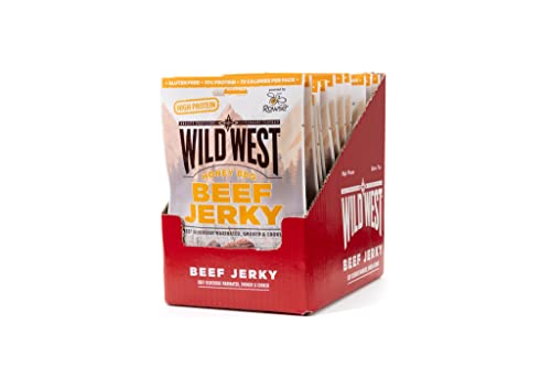 Wild West Beef Jerky, 12 x 70g Honey BBQ Rinderdörrfleisch, Beef Jerky high Protein Trockenfleisch, Protein Snack