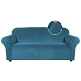 Turquoize Velvet Sofa Slipcovers Spandex Plush Furnitue Cover Deluxe Lounge Cover, Stretch Sofa Protector for Dogs High Stretch Furniture Protector Cover for Sofa (Sofa, Peacock Blue)