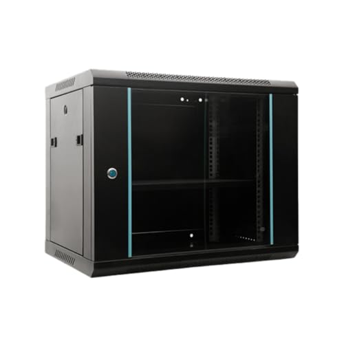AOUMK サーバーラック、ネットワークラック、PC収納ボックス、棚板付き、スイッチシャーシ、防犯ロック、ネットワークキャビネット、簡単な組み立て、NAS 通信室 ルーター用 事務所 家庭用 業務用 (9U 60*50*60cm)