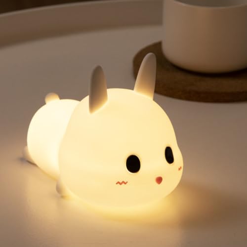 Veilleuse lapin en silicone blanc rechargeable USB pour chambre bébé
