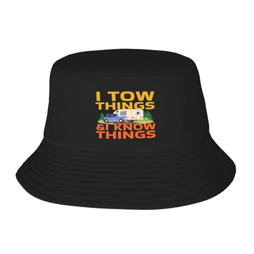 I Tow Things and I Know Things Bucket Hats Fashion Sun Cap Summer Beach Fishing Fisherman Caps Black