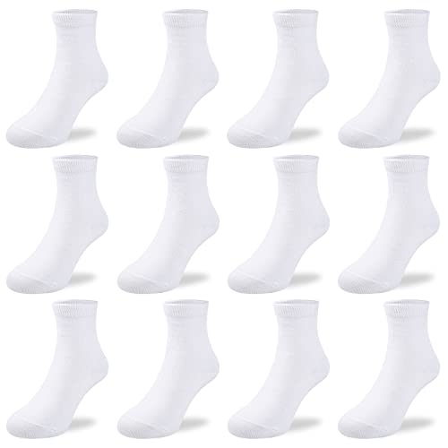BOOPH 12 Pairs Boys Girls Athletic Crew Socks Toddler Kids Sport Ankle Socks