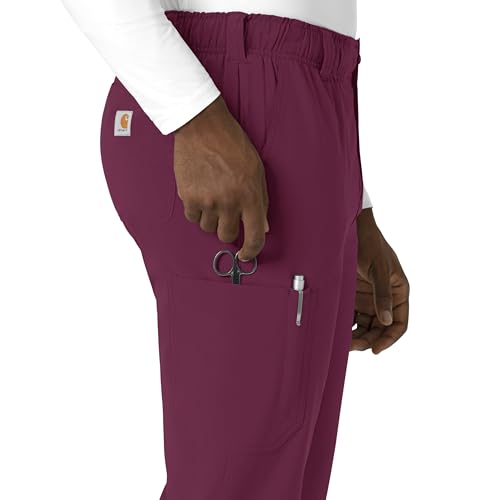 Carhartt Force Cross-Flex Men's Straight Leg Scrub Pant, Wine, S TAL - image 3