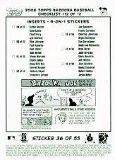 Miniatura 2 de 2006 Bazooka 4 on 1 Stickers #36 Aramis Chip Wright Glaus MLB Baseball Trading Card