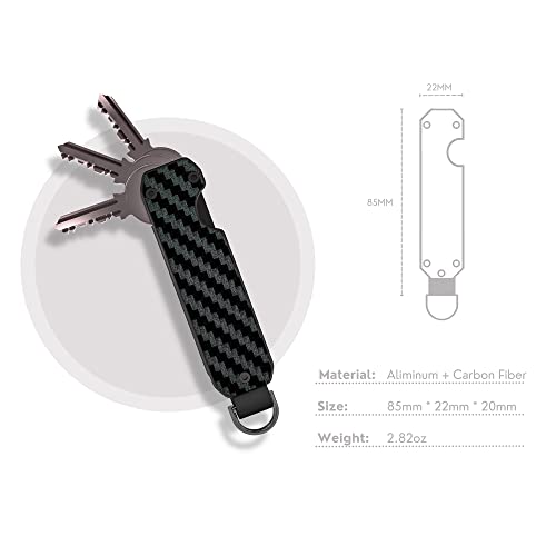 Caxgek Metallic Key Organizer - Aluminum Carbon Fiber Key Organizer Holder, Minimalist Innovative Keychain #TOP2