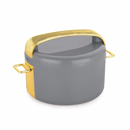 Image of WARMEO Majestic Inner Stainless Steel Casserole 2500ml Grey | PU Insulated | BPA Free | Food Grade | Easy to Carry | Easy to Store | Chapati | Roti | Curd Maker