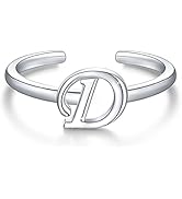 Damen Mädchen Buchstabe Ring 925 Sterling Silber Offener Verstellbare stapelba Initiale Alphabet ...