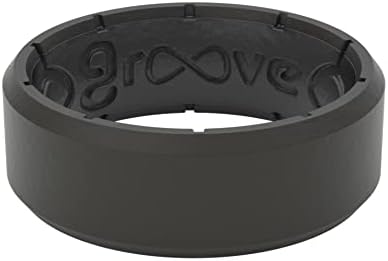 Groove Life Silicone Wedding Ring for Men - Breathable Rubber Rings for Men, Lifetime Coverage, Unique Design, Comfort Fit Mens Ring - Edge Original Black/Black Size 9
