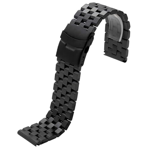 Image of Brushed Metal Watch Bands for Men Women Solid Stainless Steel Watch Band 18 /20 /22 /24 /26mm Watch Bracelet Strap Deployment Double Lock Deployment Buckle Black Silver Blue Gold