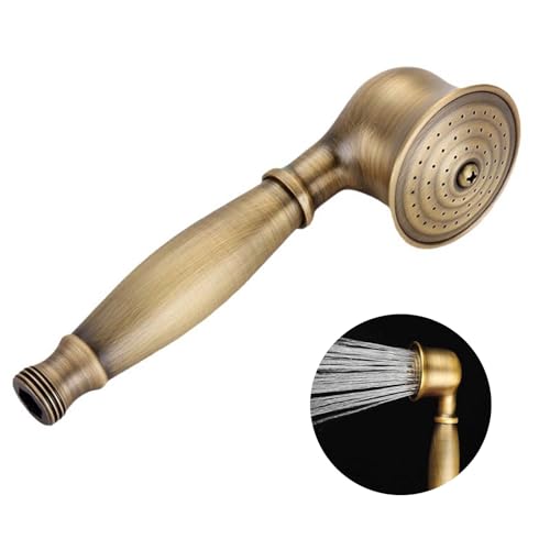 Dreld Retro Shower Head, G1/2 Hand Shower Head Made of Brass, Antique Nostalgic Showerhead with Telephone-Style (17cm Long, 5cm Head Diameter)