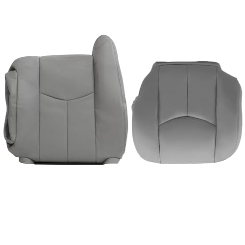 GXARTS Driver Side Bottom and Top Lean Back Replacement Leather Seat Cover Light Gray 922 or 92i Compatible with Chevy Silverado Tahoe Suburban Avalanche GMC Yukon Sierra 2003 2004 2005 2006