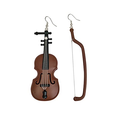 Asymmetric Violin Acrylic Long Dangle Drop Earrings for Women Funny Cute Statement Hook Lighweight Dangling Fashion Jewelry Gifts