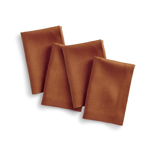 Solino Home 100% Pure Linen Napkins Cinnamon, Diana 20 x 20 in, Set of 4