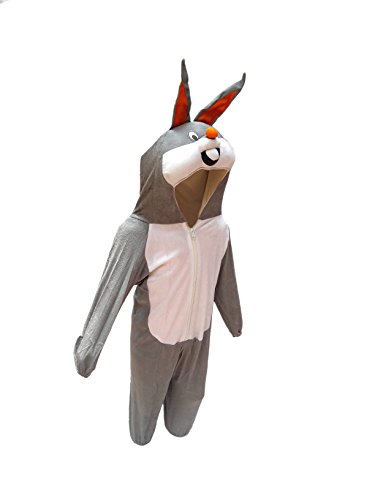 Image of Kaku Fancy Dresses Fleece Rabbit Bunny Cartoon Costume -Grey, 3-4 Years, For Boys & Girls