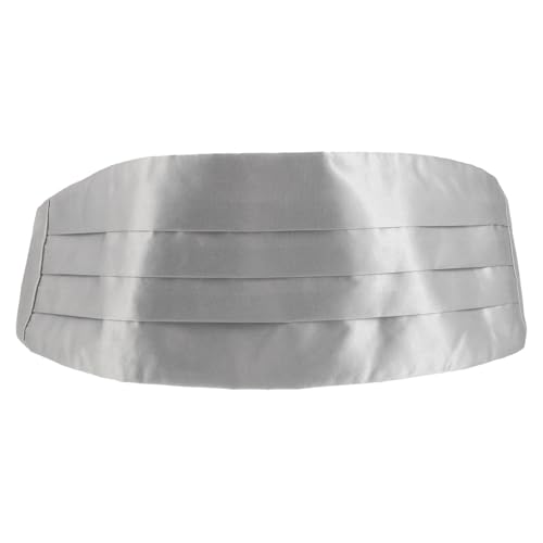 SECFOU Faja de Esmoquin para Hombre en Satén Plata Ajuste Seguro y Diseño Plisado, Adecuado para Fiestas y Compromisos Formales, Ligera Bordes Cuidadosamente Cosidos