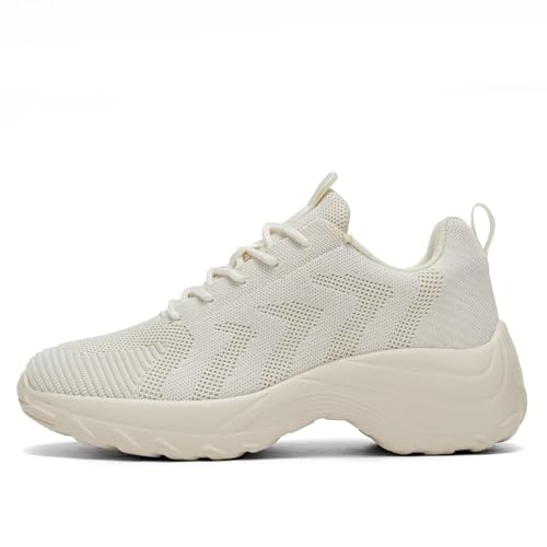 Image of Womens Walking Shoes Arch Support Non Slip Work Lace up Sneakers Breathable Lightweight Comfort Wedge Platform