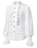 UBOOCSR Mens Ruffle Blouse Medieval Renaissance Gothic Steampunk Victorian Regency Aristocrat Shirts Top(White XL)