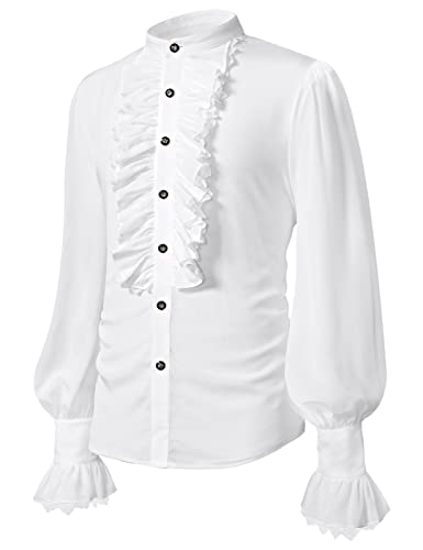 Mens Ruffle Blouse Medieval Renaissance Gothic Steampunk Victorian Regency Aristocrat Shirts Top