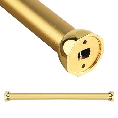 Barra de armario de color dorado mate – Barra redonda de 51 pulgadas con tapas de extremo, colgador de ropa extraíble, barra de valet y toallero largo para soluciones de almacenamiento elegantes