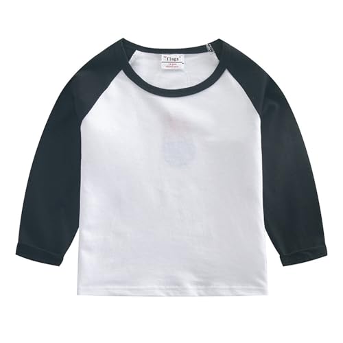 Girls Cotton T-Shirts Toddler Soft Color Block Raglan Top Kids Boys Crewneck Basic Long Sleeve Tees for 2-12 Years