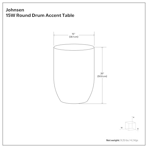 SIMPLIHOME Johnsen Metal Table - 15" Wide x 20" High Solid Iron Drum Accent Table in Antique Silver with Tribal Pattern, Round Boho End Table for Living Room, Bedroom, or Home Office, Fully Assembled