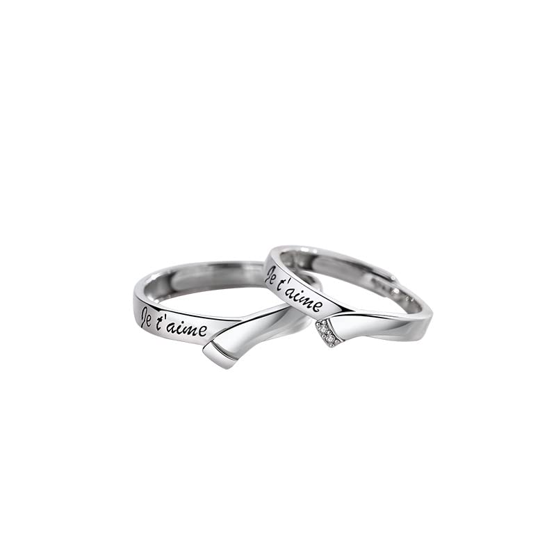 Couple anneaux argent 925 alliance promesse pour amoureux