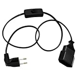 Jnchdghwa di Estensione 1 Metro, 2.5A 250V, Spina Euro Inclusa, Meccanismo di Interruttore Design Piatto, Curva A 90 Gradi per TV, PC, Monitor Standard UE, Spina UE.