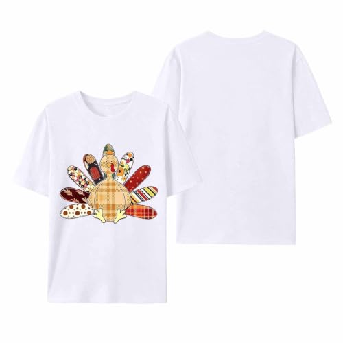 Thanksgiving Shirts for Women Crew Neck Short Sleeve Tee Tops - image 4