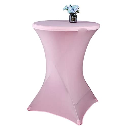 Kokomimi Nappe Extensible en Polyester et Spandex Housse de Table Stretch de Jardin Nappe de Table Elastique Housse Mange Debout pour Mariage Banquet Salon Conférence, Rose Clair 80 x 110cm Cover