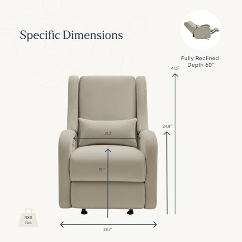 Image of Nurture& The Charleston Wingback - Power Reclining Glider for Nursery - Ergonomic Chair with Stain-Resistant Fabric & Built-in Charging Port - Modern Baby Room Essential