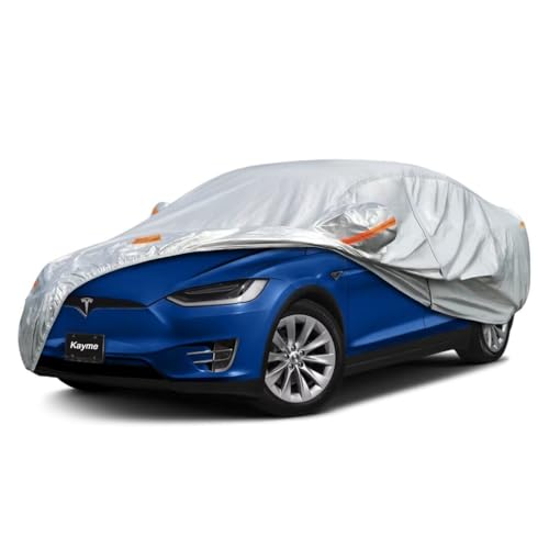 Kayme Sedan Car Cover Fit for Tesla Model S (2012-2021) Automobiles All Weather Waterproof, Outdoor Cover Sun Rain Protection, with Lock and Zipper Do