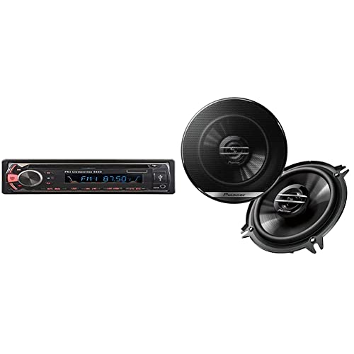 PNI Autoradio DVD Clementine 9440, Stéréo 1 Din, Récepteur Audio Bluetooth Unité Principale Lecteur CD & Pioneer TS-G1320F Haut-Parleur de Voiture 2 Voies Noir
