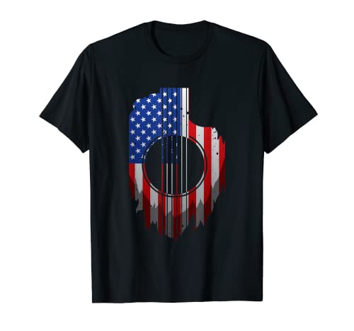 Hombre Guitarra acústica Guitarra Guitarrista USA Orgullo Camiseta