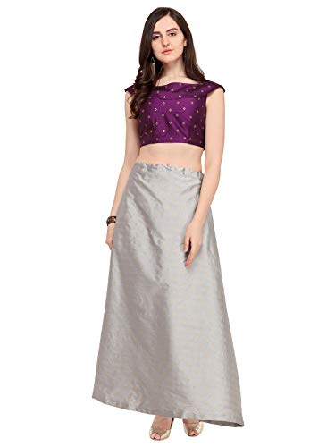 Kanchnar Damen Banarsi Seide Lehenga Choli Beige - Grau - Einheitsgröße Cover