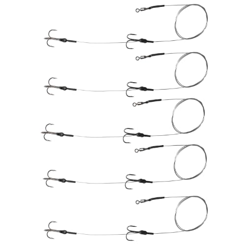 5 x Pike Dead Bait Rigs Size 6 SEMI BARBLESS for Pike Fishing Trace Hooks Live Bait - Ready to go!