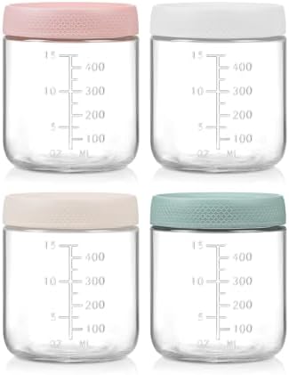 4-Pack Overnight Oats Containers with Lids,16 OZ Wide Mouth Glass...
