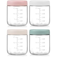POIKSHARK 4-Pack Overnight Oats Containers with Lids,16 OZ Wide Mouth Glass Jars with Airtight Lids, Mason Jars Glass Food Containers for Snack Spice Sugar Food Prep Yogurt