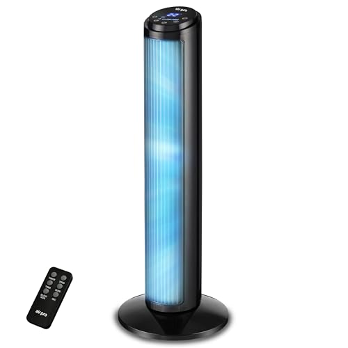 Air Pro 30" Tower Fan SmartVoice™ Control Oscillating Bladeless Fan with Remote - Tall Compact 3 Speeds Quiet 50W Motor Cooling Fan - Floor Standing Fan for Home Office - LED Display 15 Hour Timer