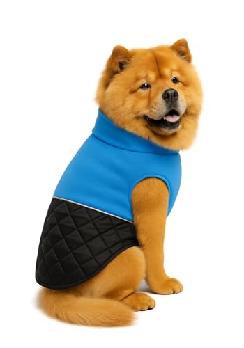 Image of The Pets Company Dog Winter Coat Jacket, Clothes, Windproof, Light Weight, Washable, Ultra Warm Thick Fleece Lined Dog Vest for Cold Weather Protection, (Reversible Blue, Large - 24 Inch)