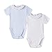 AMOMI Body para Bebé Cuello Batista Cuello Volante Pack de 2 Pcs Manga Corta Verano 100% Algodón, (BBV71165, 1 Mes)