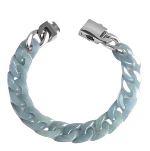 Premium Natural Jade Bracelets with Box for Couples | Unisex Jewelry Jade Bangle Bracelet for Protection Healing Good Luck for Women & Men's Birthday Anniversary Wedding(Blue,6.3'')